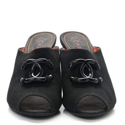 Chanel Denim CC Mules 39.5 Black 2 of 8