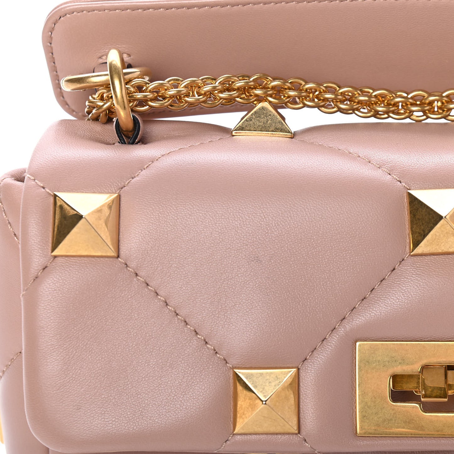 Nappa Medium Roman Stud Shoulder Bag Rose Cannelle