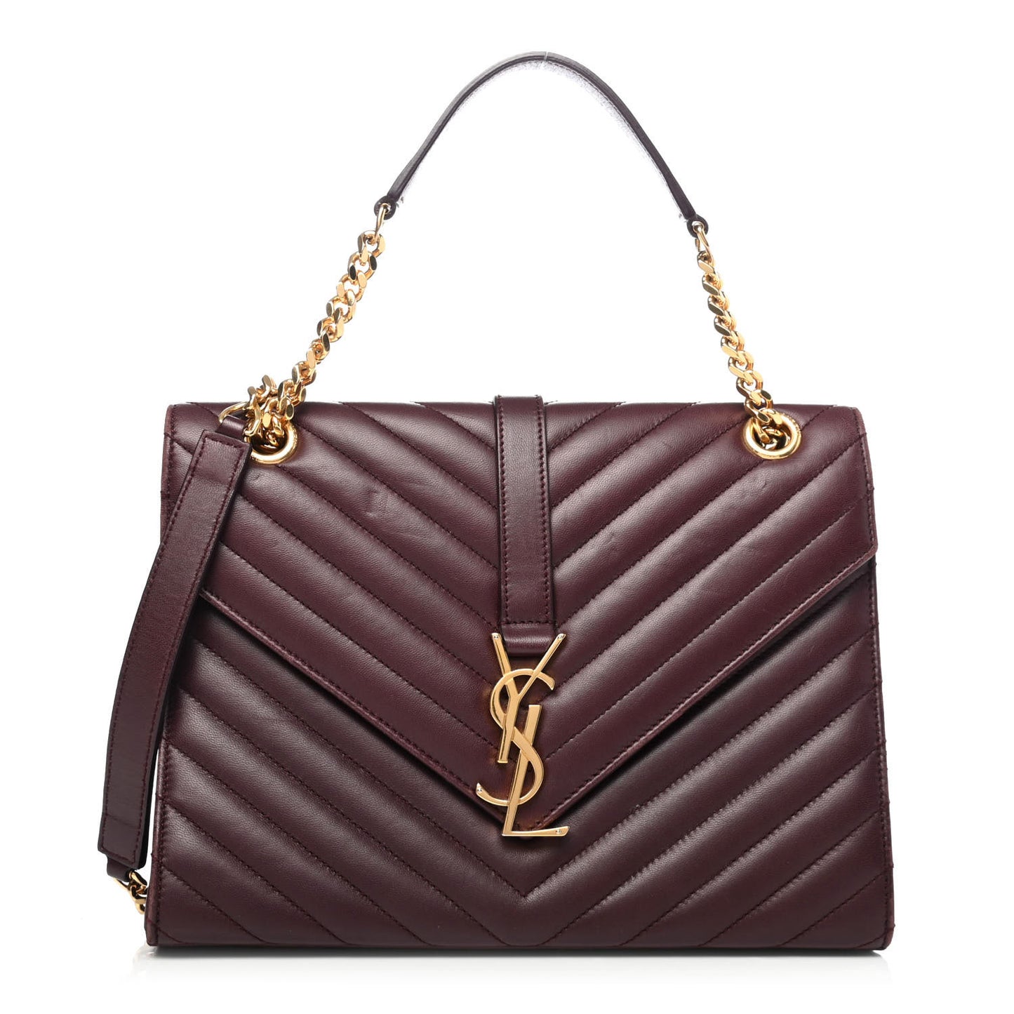 Lambskin Matelasse Chevron Medium Monogram Satchel Amaranto