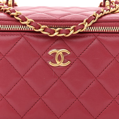 Chanel Lambskin Quilted Small Top Handle Vanity Case With Chain Dark Pink 8 of 11