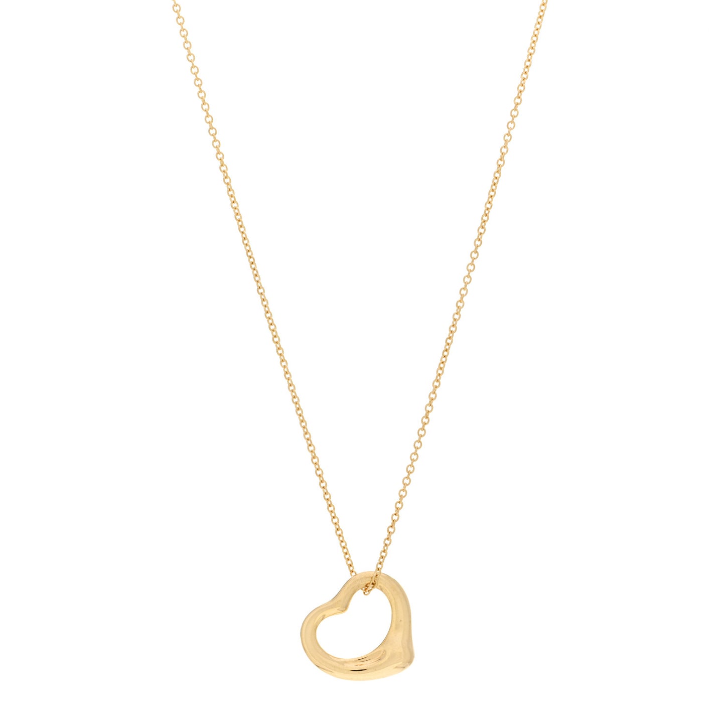18K Yellow Gold 16mm Elsa Peretti Open Heart Pendant Necklace