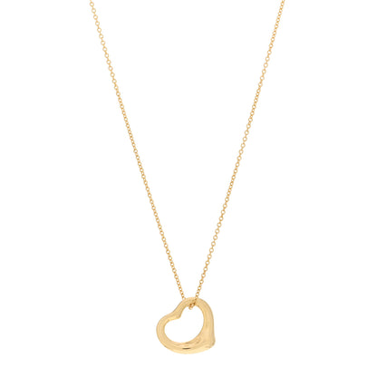 Tiffany 18K Yellow Gold 16mm Elsa Peretti Open Heart Pendant Necklace 1 of 4