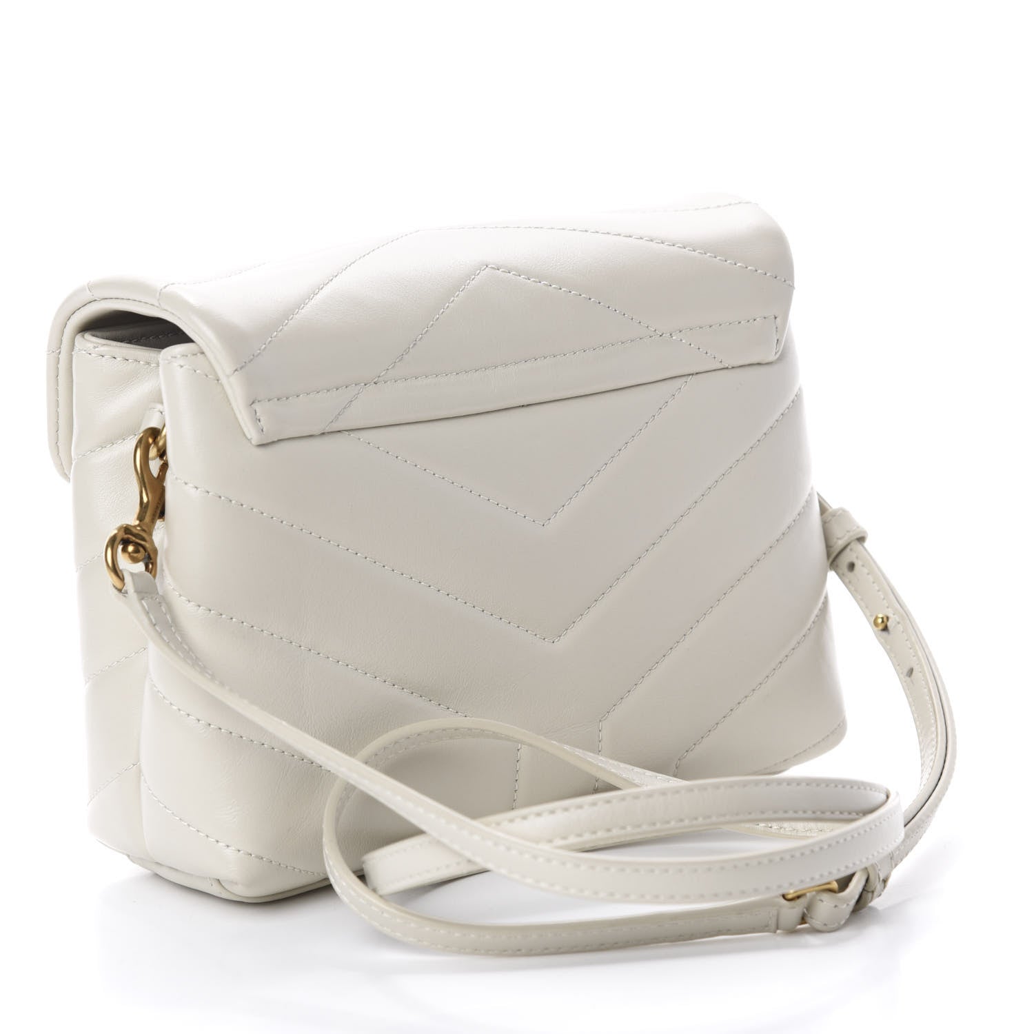 Saint Laurent Calfskin Y Quilted Monogram Toy Loulou Crossbody Bag Ivory 3 of 11