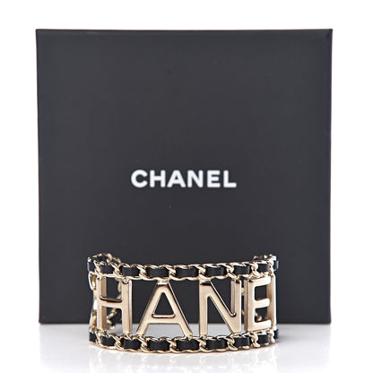 Chanel Lambskin Vintage Allure Cuff Bracelet M Black Gold 5 of 5