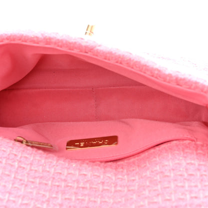 Chanel Metallic Tweed Quilted Medium Chanel 19 Flap Pink 5 of 10