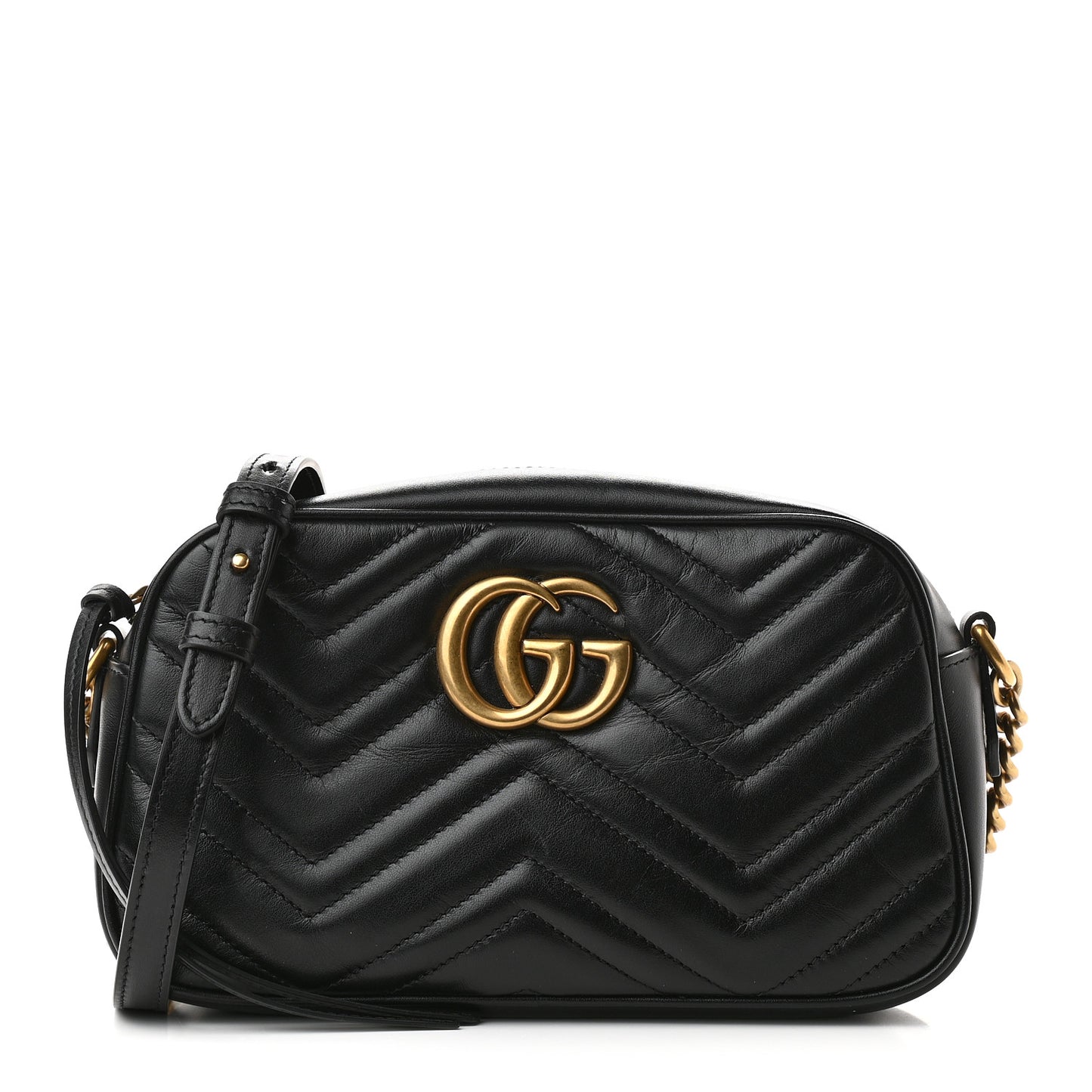 Calfskin Matelasse Small GG Marmont Chain Shoulder Bag Black
