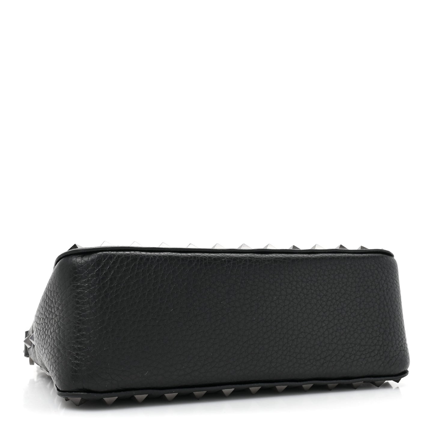 VALENTINO GARAVANI Pebbled Calfskin Small Rockstud Flip Lock Shoulder Bag Black
