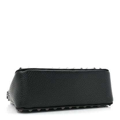 Valentino Garavani VALENTINO GARAVANI Pebbled Calfskin Small Rockstud Flip Lock Shoulder Bag Black 4 of 9