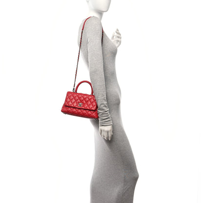 Chanel Caviar Quilted Mini Coco Handle Flap Red 2 of 10