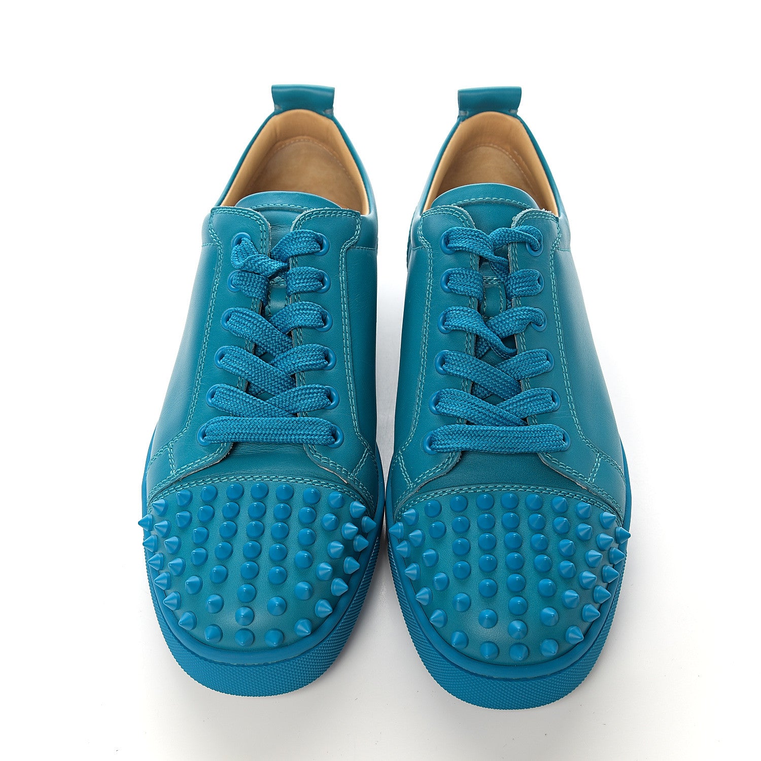 Christian Louboutin Calfskin Mens Louis Junior Spikes Flat Sneakers 41 Turquoise 9 of 9
