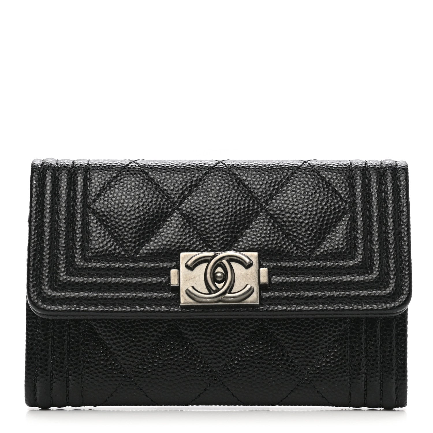 Chanel Caviar Quilted Boy Flap Card Holder Black 1 of 8