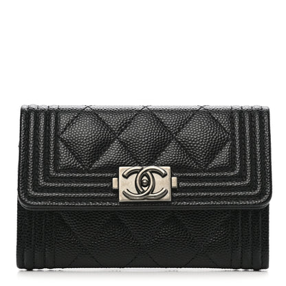 Chanel Caviar Quilted Boy Flap Card Holder Black 1 of 8