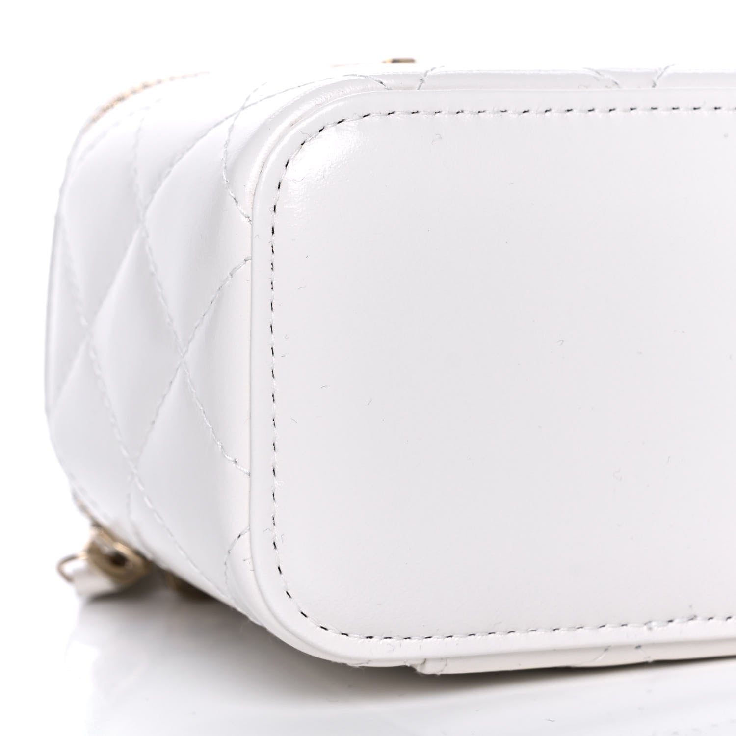 Chanel Calfskin Quilted Mini Perfect Fit Vanity Case With Chain White 10 of 15
