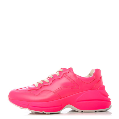 Gucci Calfskin Womens Rhyton Sneakers 38.5 Fluo Fuxia 1 of 10