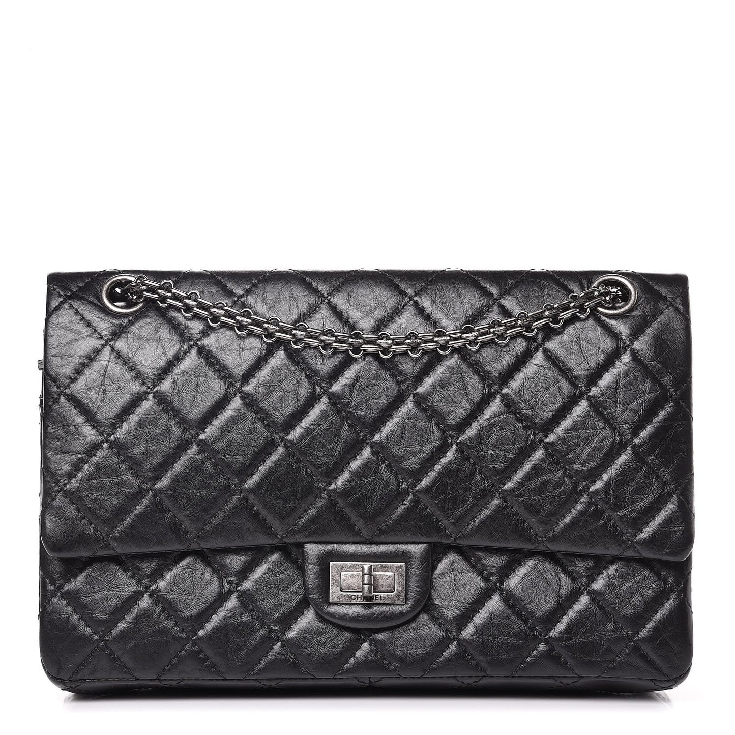 Aged Calfskin Quilted 2.55 Reissue 226 Flap Black