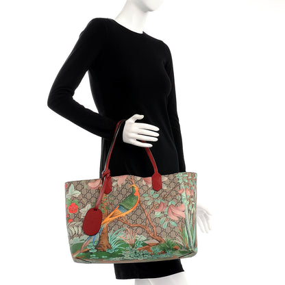 Gucci GG Supreme Monogram Tian Medium Shopping Tote Beige Multicolor Red 2 of 10