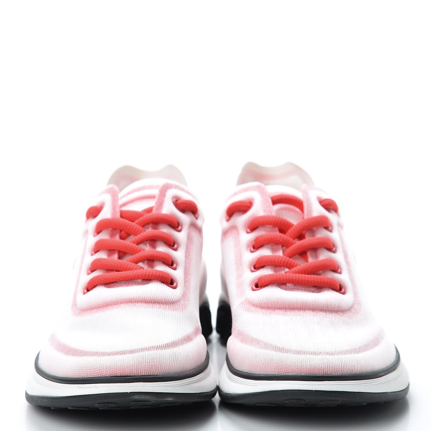 Calfskin Mesh Lycra Womens Logo Sneakers 36 White Red