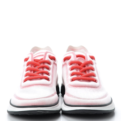 Chanel Calfskin Mesh Lycra Womens Logo Sneakers 36 White Red 2 of 9