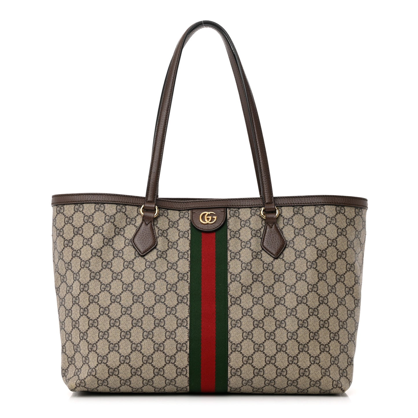 GG Supreme Monogram Medium Ophidia Shopping Tote Brown