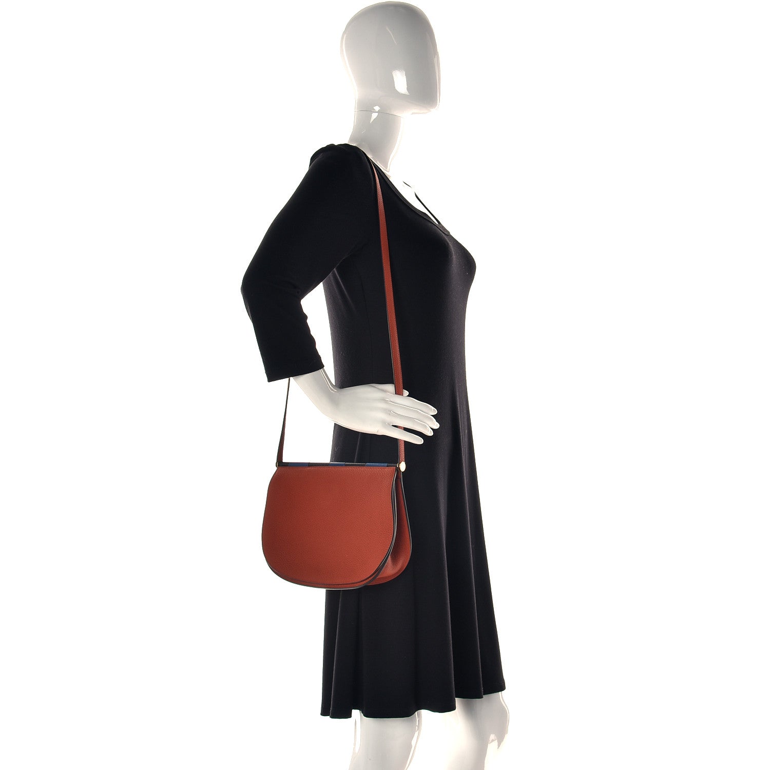 Hermes Taurillon Clemence Chevre Mysore Saut 25 Cuivre Deep Bleu 2 of 10