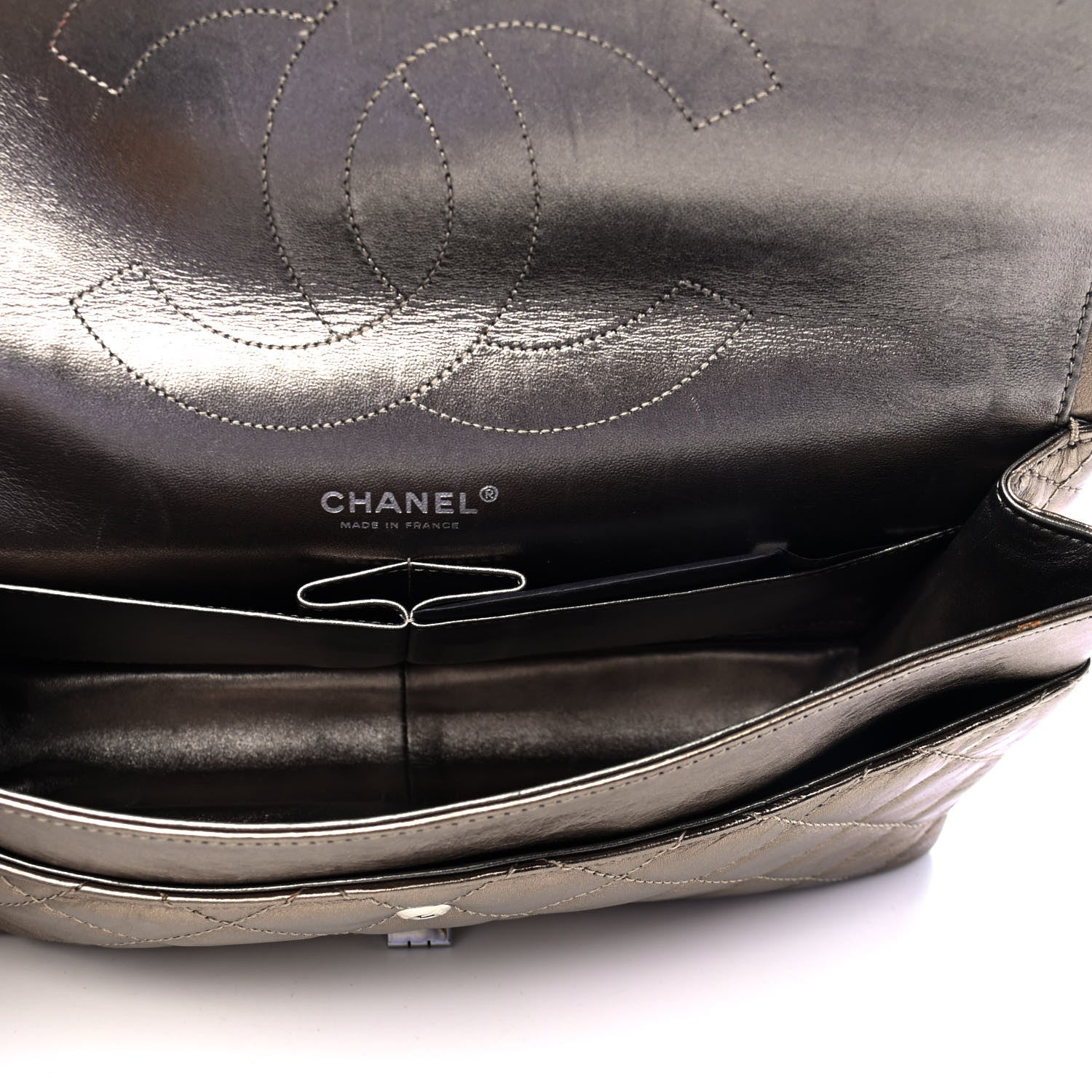 Chanel Metallic Aged Calfskin Quilted 2.55 Reissue 227 Flap Pewter 4 of 4