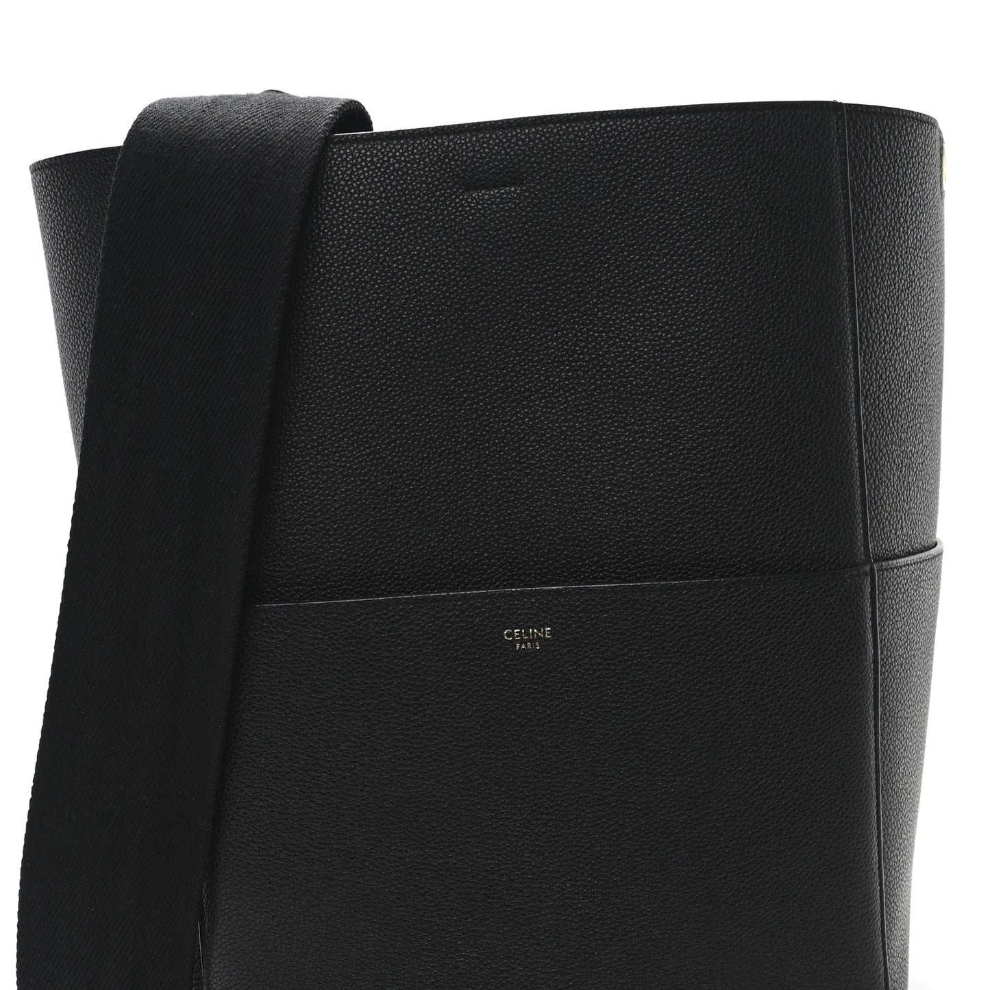 Soft Grained Calfskin Sangle Bucket Bag Black