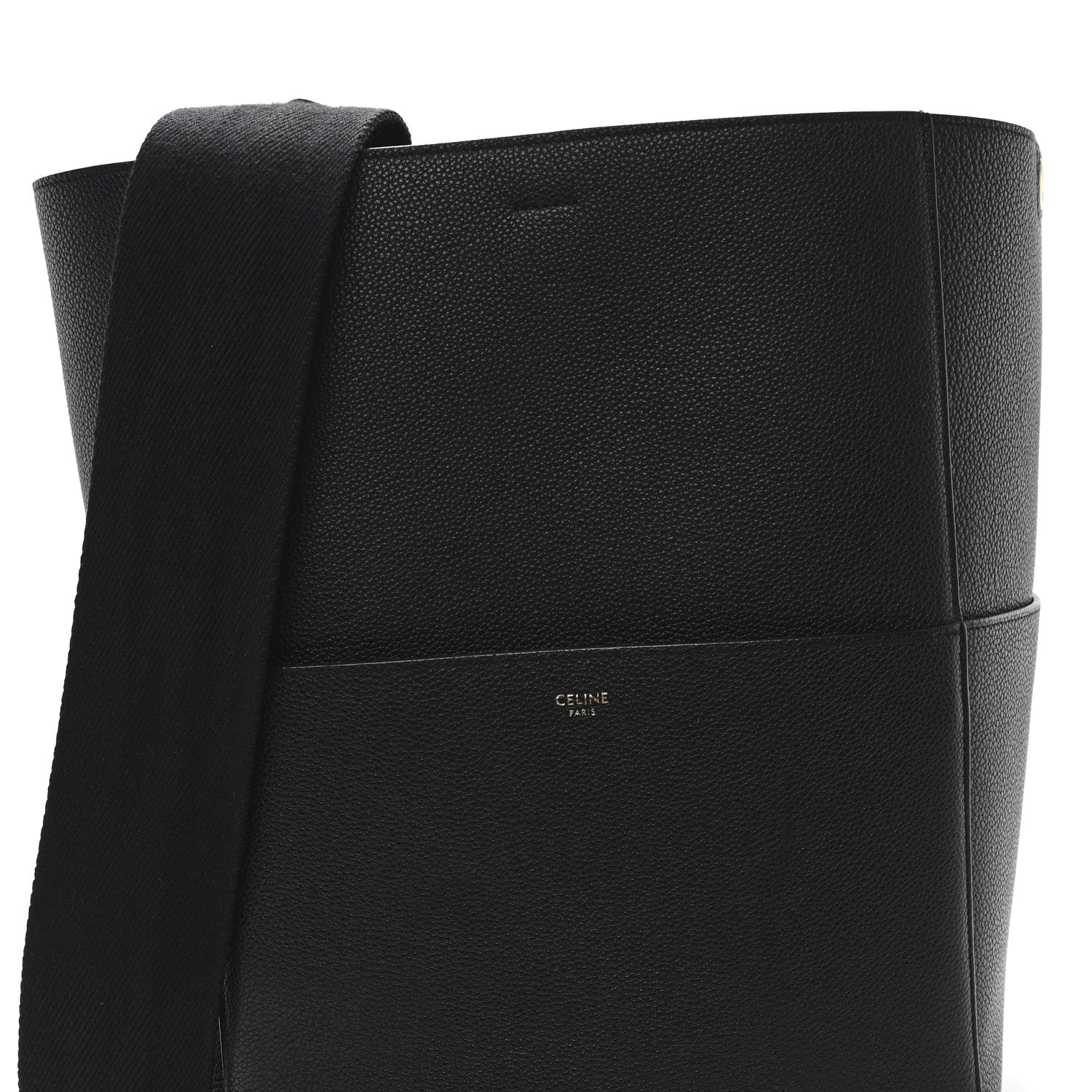 Celine Soft Grained Calfskin Sangle Bucket Bag Black 7 of 10