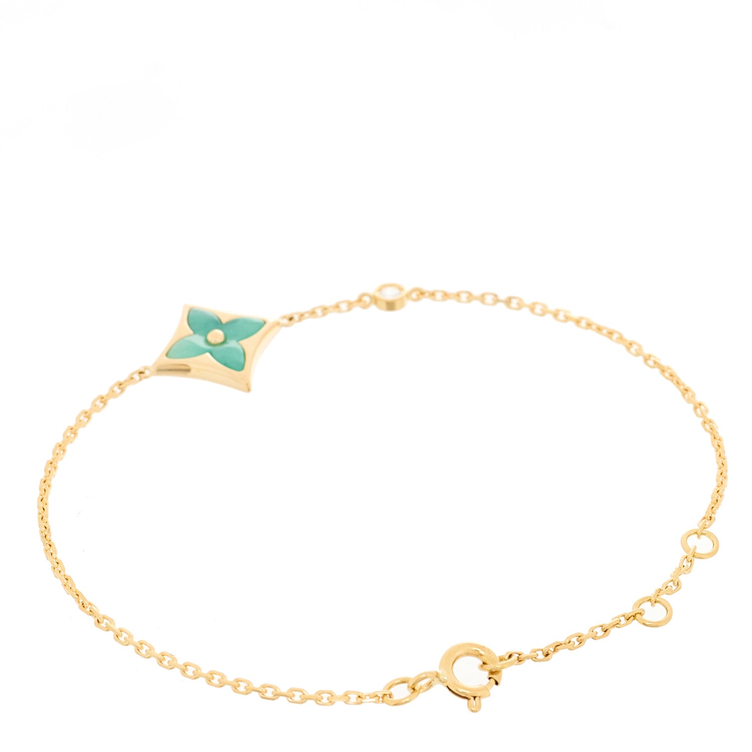 Louis Vuitton 18K Yellow Gold Diamond Amazonite Color Blossom BB Star Bracelet 2 of 4
