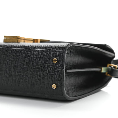 Saint Laurent Grain de Poudre Mini Classic Monogram Cassandra Top Handle Black Rouge Legion 9 of 11