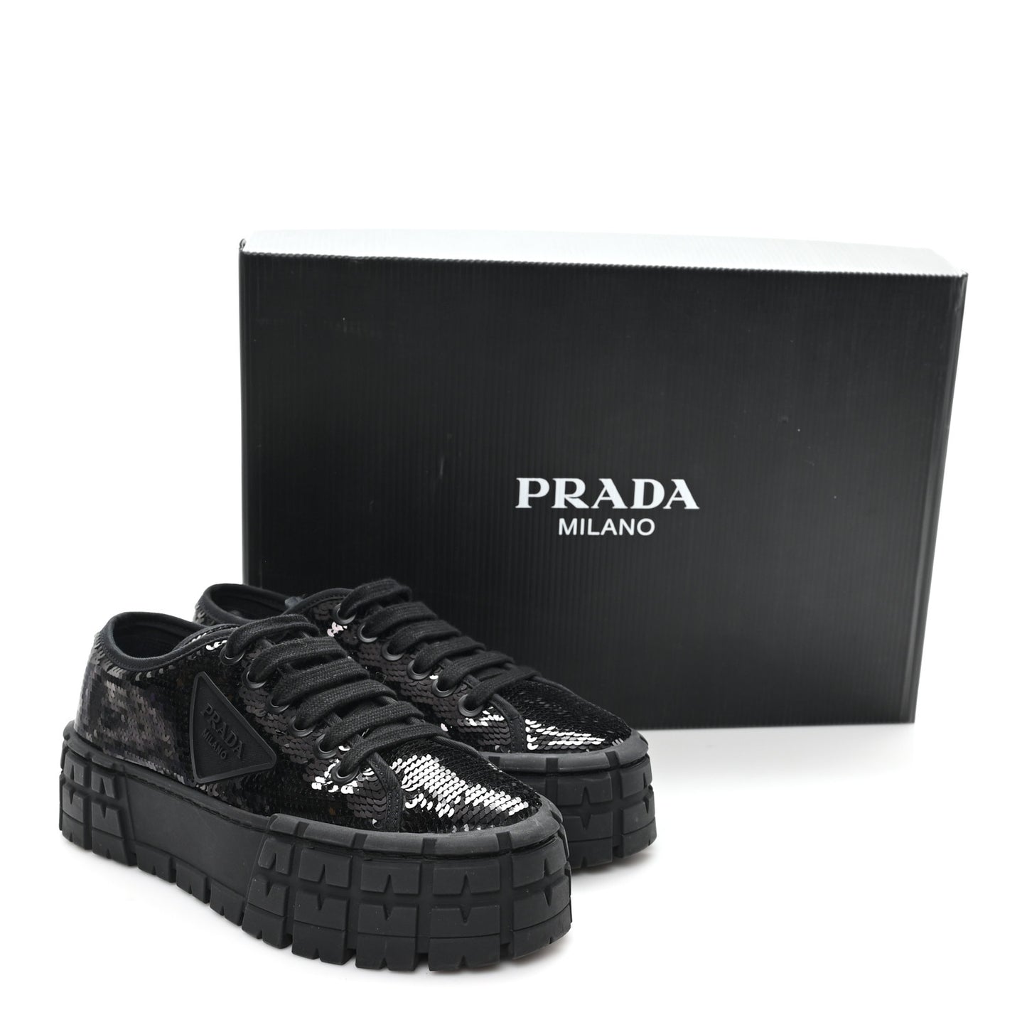 Paillettes Triangle Logo Double Wheel 50mm Sneakers 37 Black