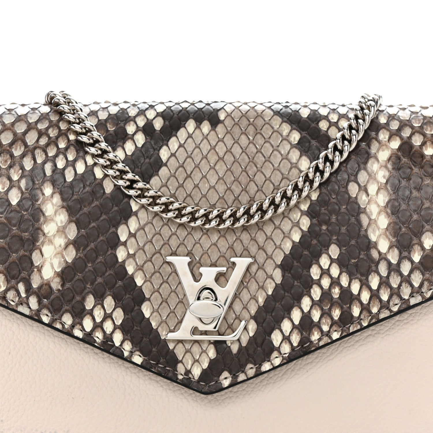 Louis Vuitton Soft Calfskin Snakeskin My Lockme Chain Bag BB Black White Beige 8 of 11