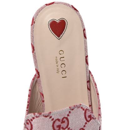 Gucci Canvas GG Monogram Horsebit Womens Princetown Slippers 40.5 Gardenia Hibiscus Red 6 of 8