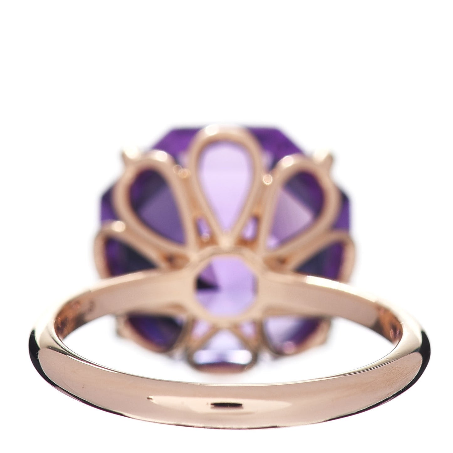 18K Rose Gold Amethyst Octagonal Sparklers Ring 52 6