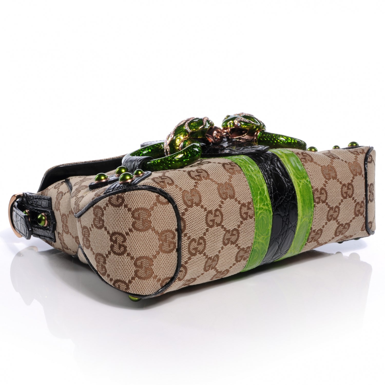 Gucci Monogram Crocodile Web Tom Ford Dragon Flap Bag 4 of 9