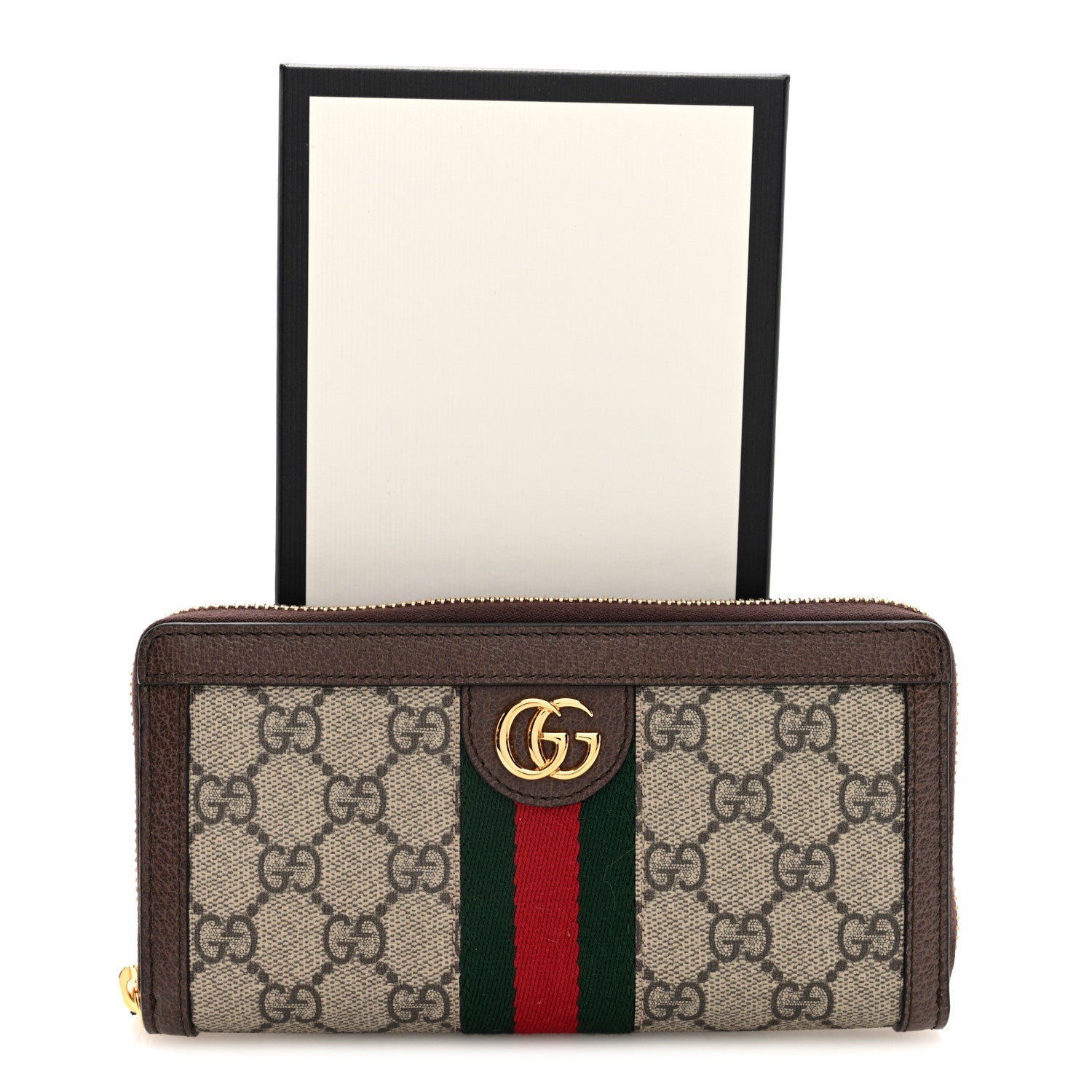 Gucci GG Supreme Monogram Web Ophidia Zip Around Wallet Brown 7 of 7