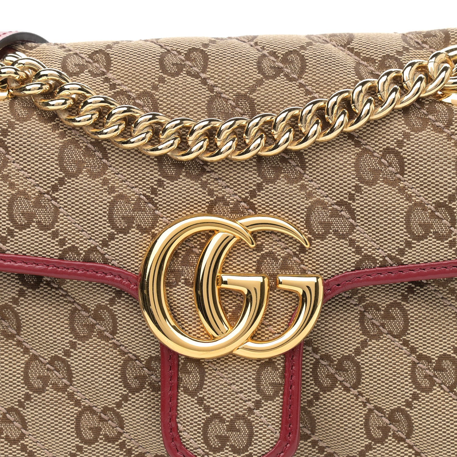 Gucci Monogram Azalea Calfskin Matelasse Diagonal Mini GG Marmont Shoulder Bag Beige Ebony New Cherry Red 8 of 10