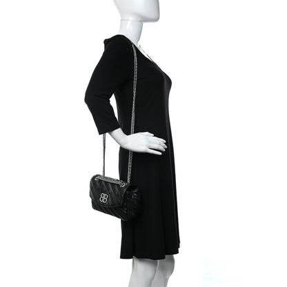 Balenciaga Calfskin Logo Matelasse S BB Round Shoulder Bag Black 2 of 8