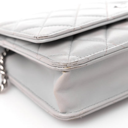 Chanel Lambskin Quilted Wallet On Chain WOC Grey 9 of 19
