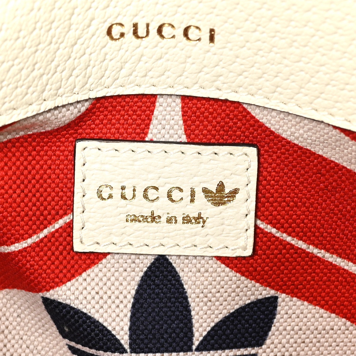 Gucci X ADIDAS Textured Dollar Calfskin Web Small Trefoil Horsebit 1955 Shoulder Bag White 6 of 11