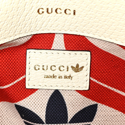 Gucci X ADIDAS Textured Dollar Calfskin Web Small Trefoil Horsebit 1955 Shoulder Bag White 6 of 11