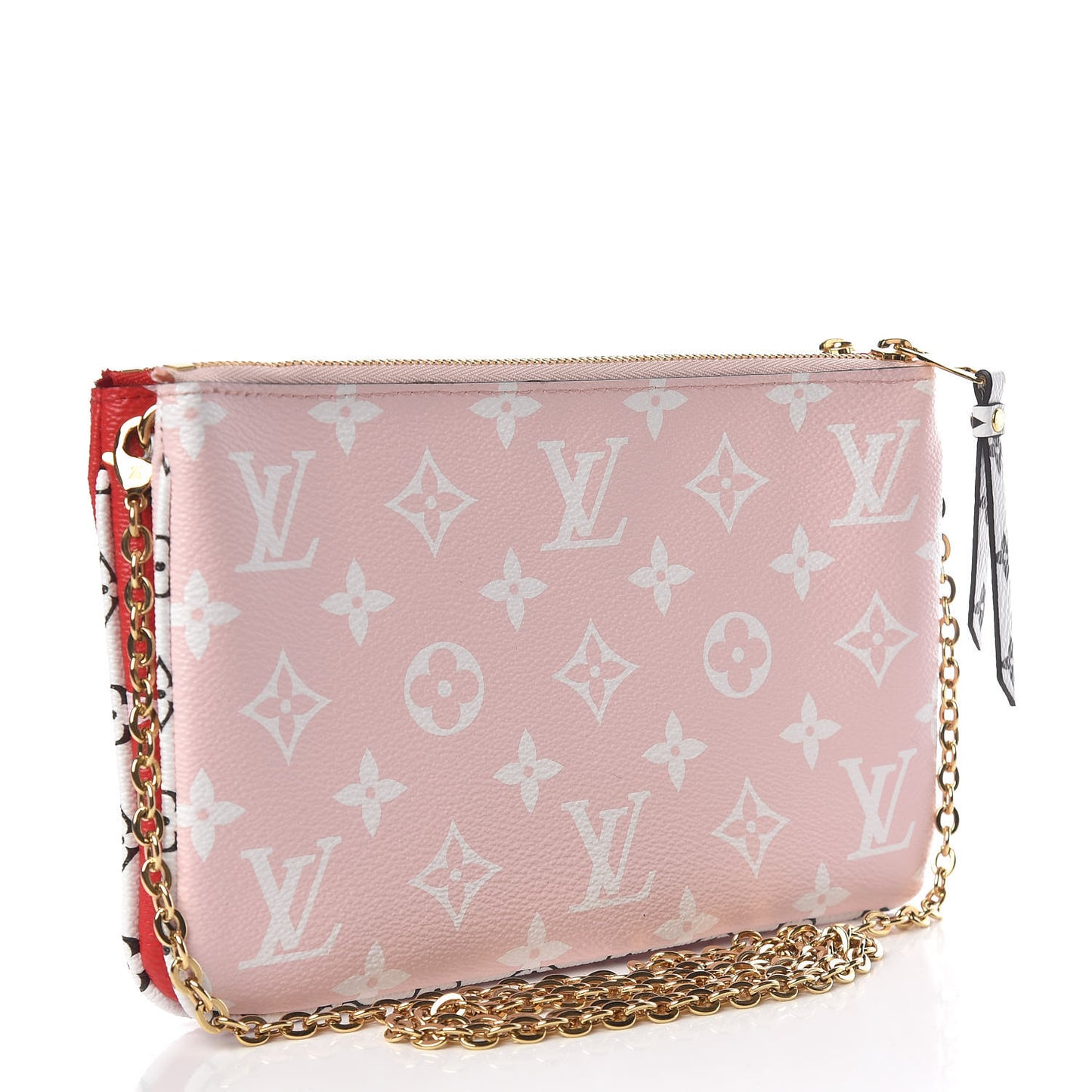 Monogram Giant Double Zip Pochette Rouge
