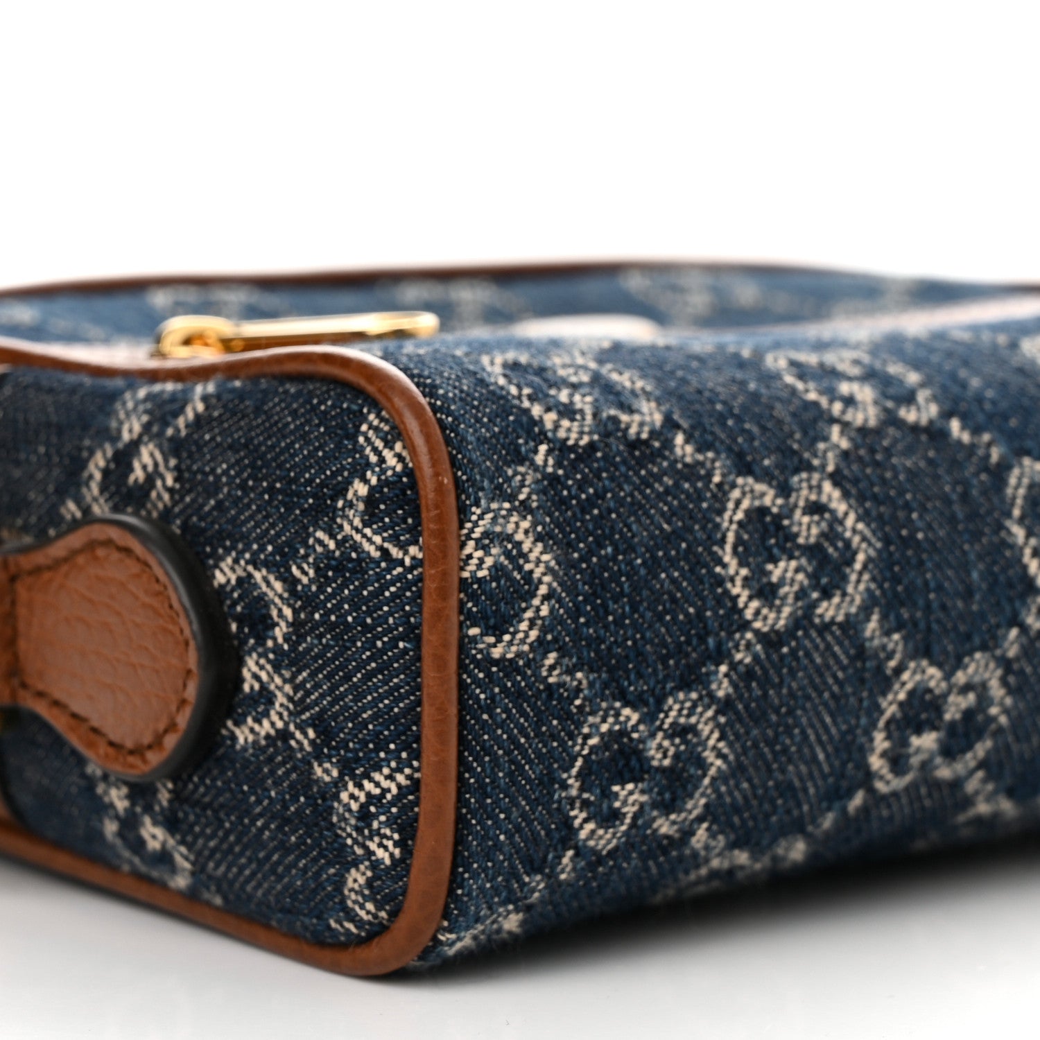 Gucci New Denim GG Monogram Dollar Calfskin Mini Ophidia Shoulder Bag Blue Tea Cuir Epilog 5 of 10