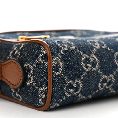 Gucci New Denim GG Monogram Dollar Calfskin Mini Ophidia Shoulder Bag Blue Tea Cuir Epilog 5 of 10