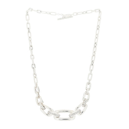 David Yurman Sterling Silver Diamond Wellesley Link Toggle Necklace 2 of 5