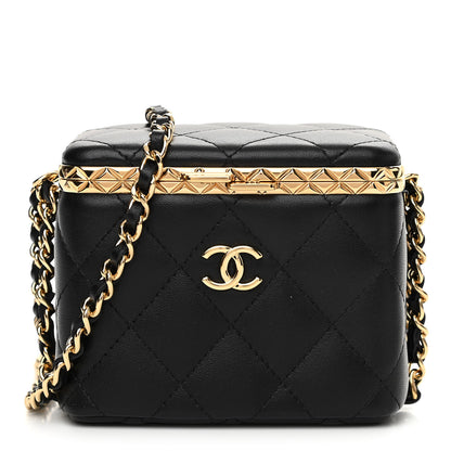 Chanel Metal Lambskin Quilted Small Vanity With Chain Black 2 of 11