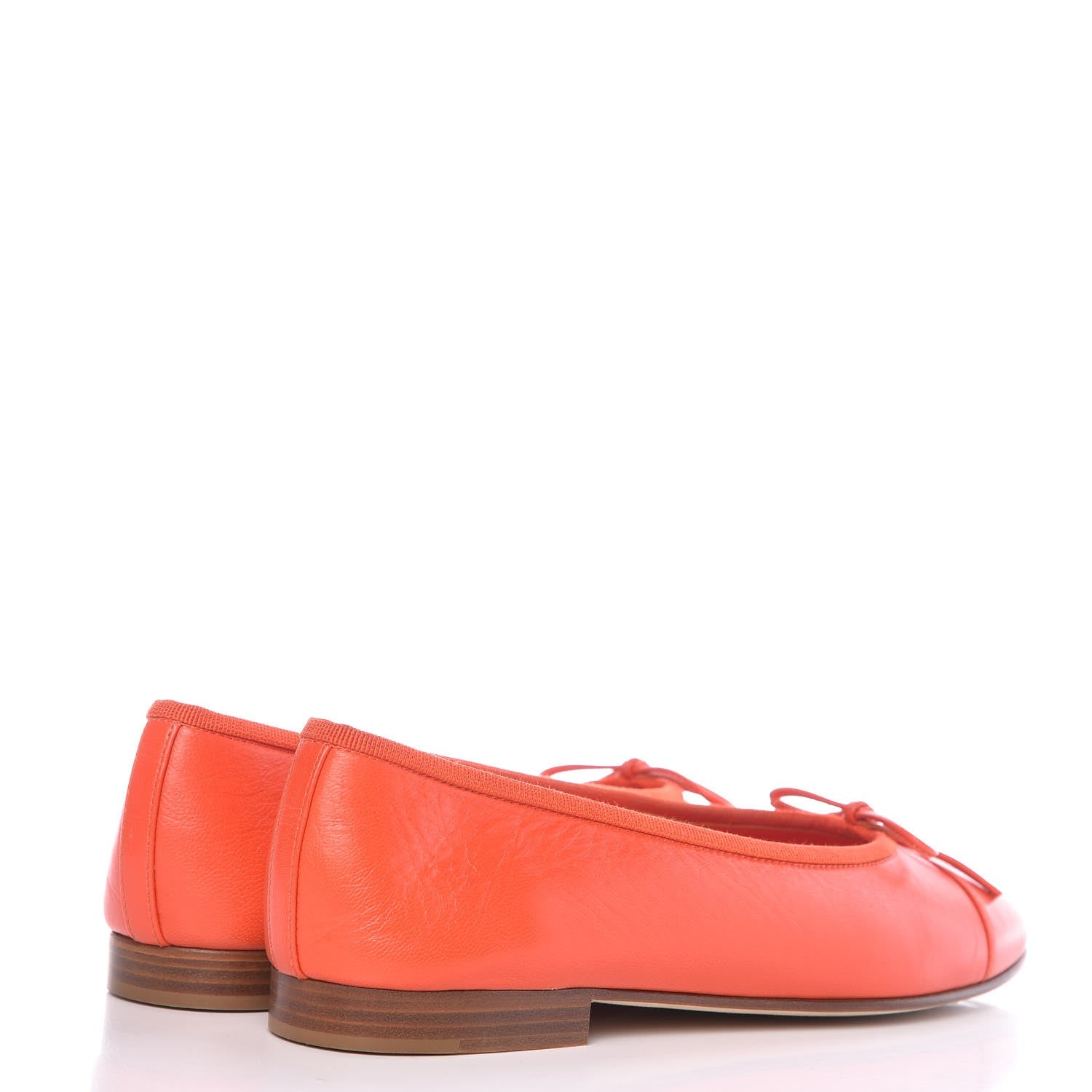 Chanel Goatskin Cap Toe CC Ballerina Flats 37 Orange 4 of 10
