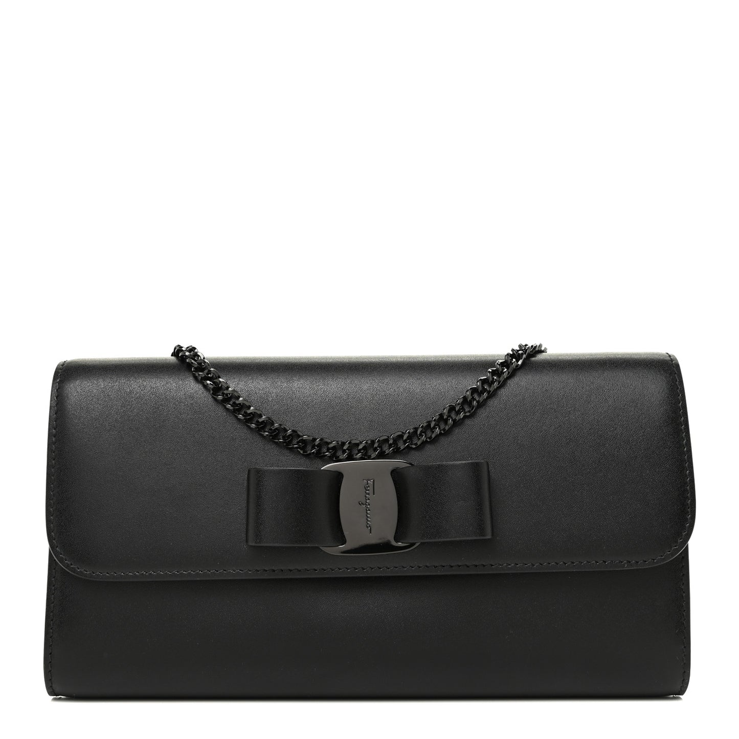 Calfskin Vara Rainbow Wallet On Chain Black