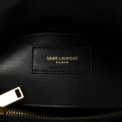 Saint Laurent Sheepskin Matelasse Chevron Monogram Medium College Bag Black 8 of 9