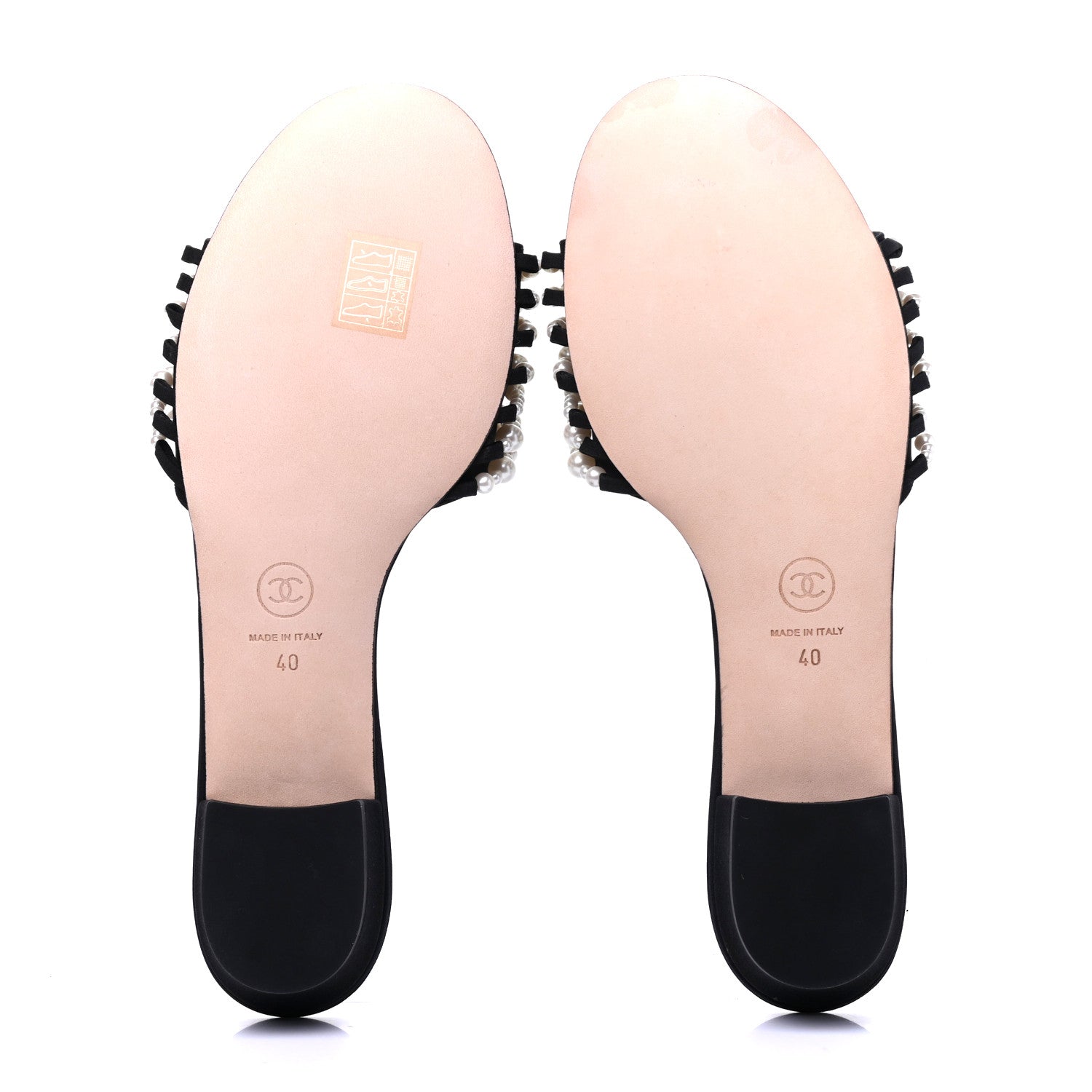Chanel Satin Pearl Flat Sandals 40 Black 6 of 11