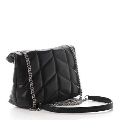 Saint Laurent Lambskin Quilted Toy Loulou Puffer Monogram Chain Satchel Black 2 of 7